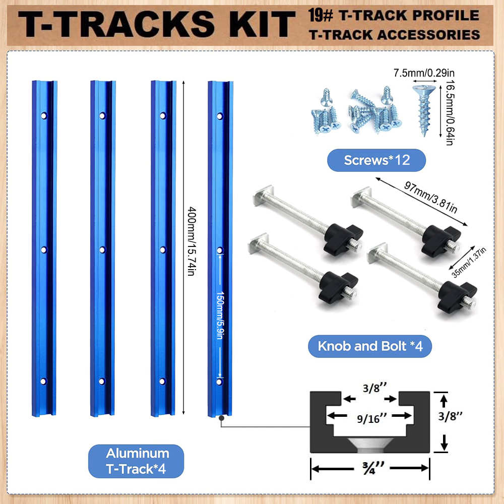 Woodworking Router - Woodworking 19# T-track Kit and Accessories